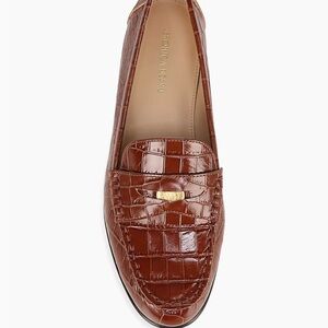 NWOT Veronica Beard Embossed Croc Penny Loafers